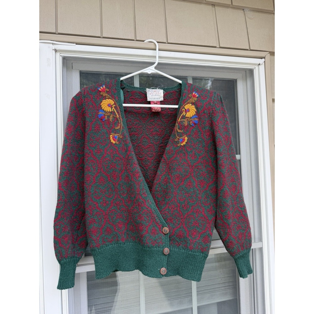 Vintage Susan Bristol Cardigan Embroidered Knit Size Petite